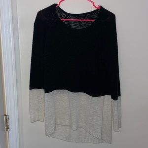 Black and cream color block sweater